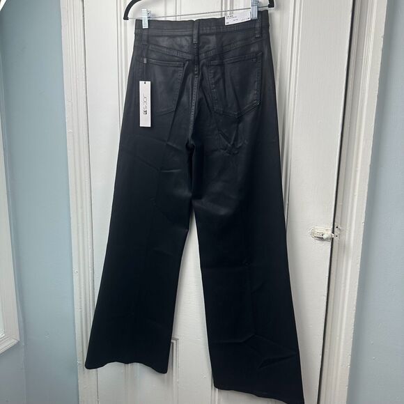 Joes Jeans Womens 29 Black Denim Coated High Rise Wide Leg The Mia Zip Fly NWT - Picture 7 of 9